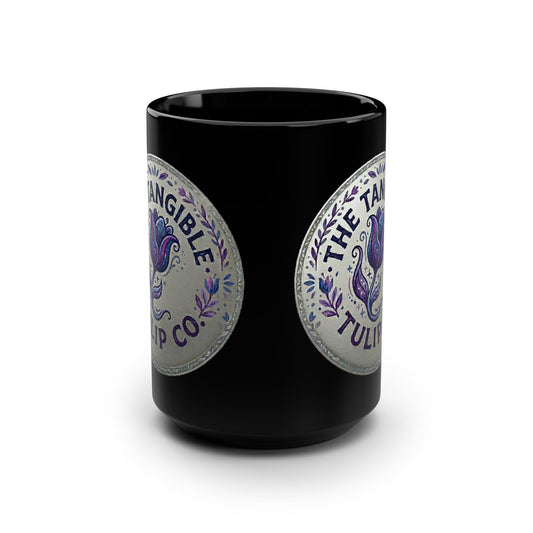The Tangible Tulip Co. Logo Mug — 15oz Black Ceramic Coffee Cup