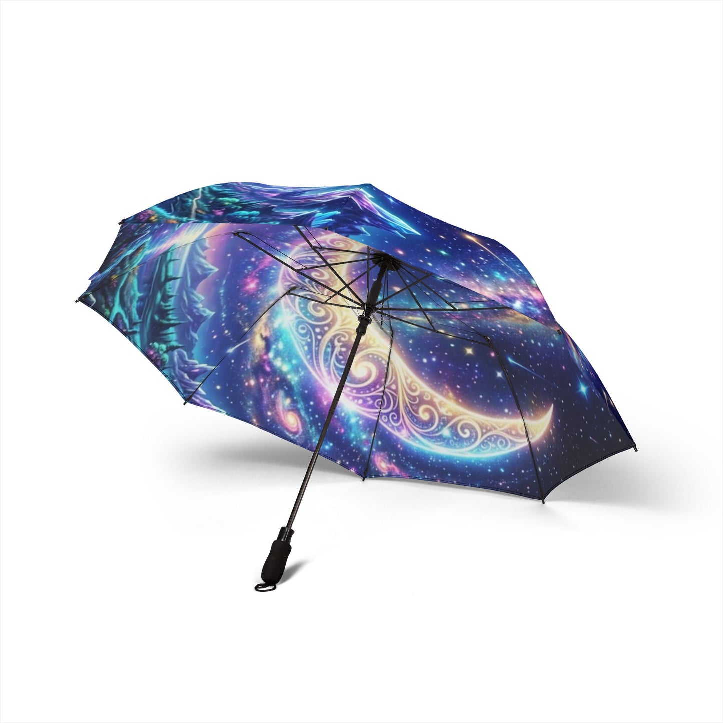 Galaxy Moon Foldable Umbrella — Celestial Starry Night Semi-Automatic Umbrella