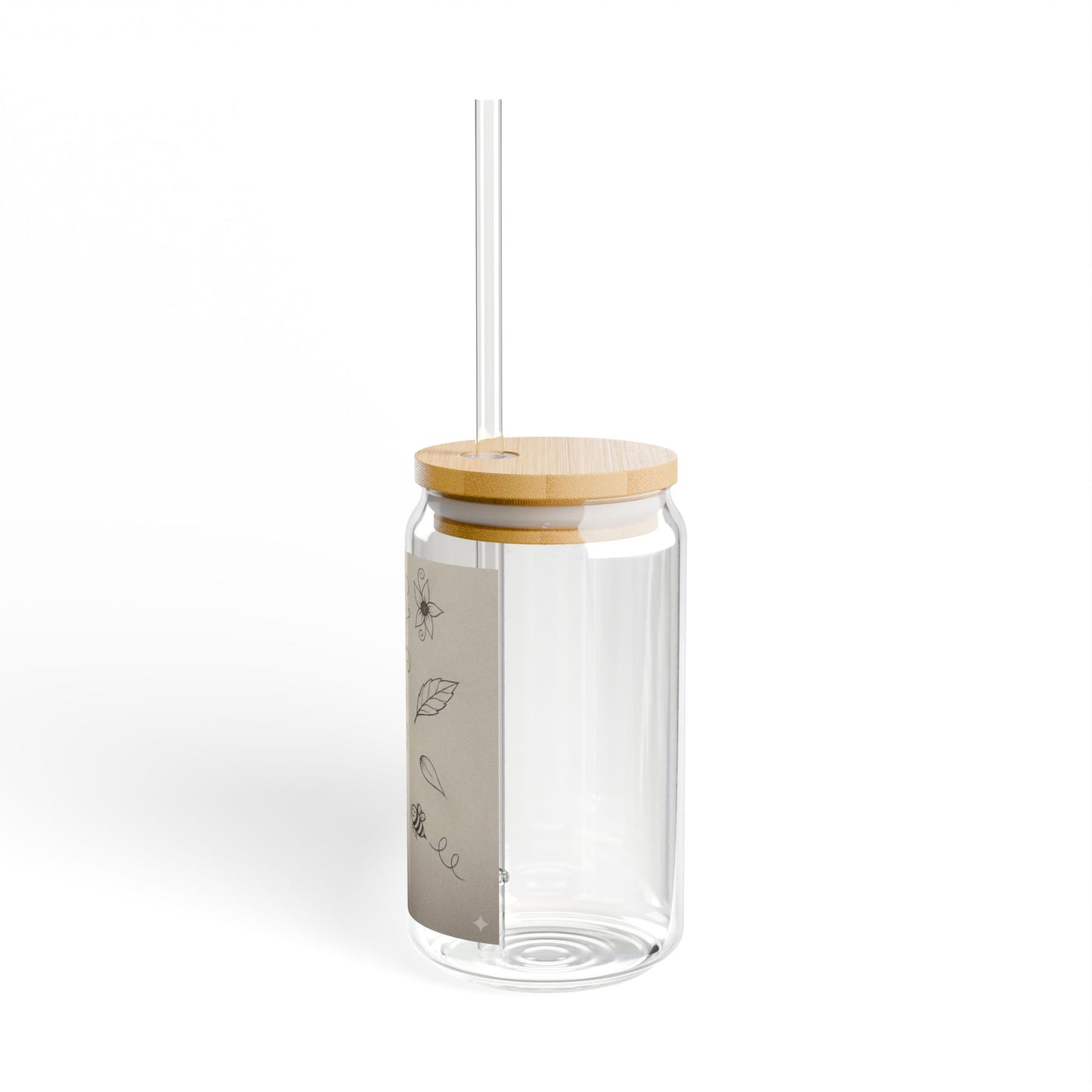 Floral Vine 16oz Glass Sipper with Bamboo Lid