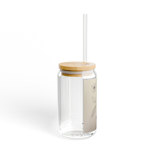 Floral Vine 16oz Glass Sipper with Bamboo Lid