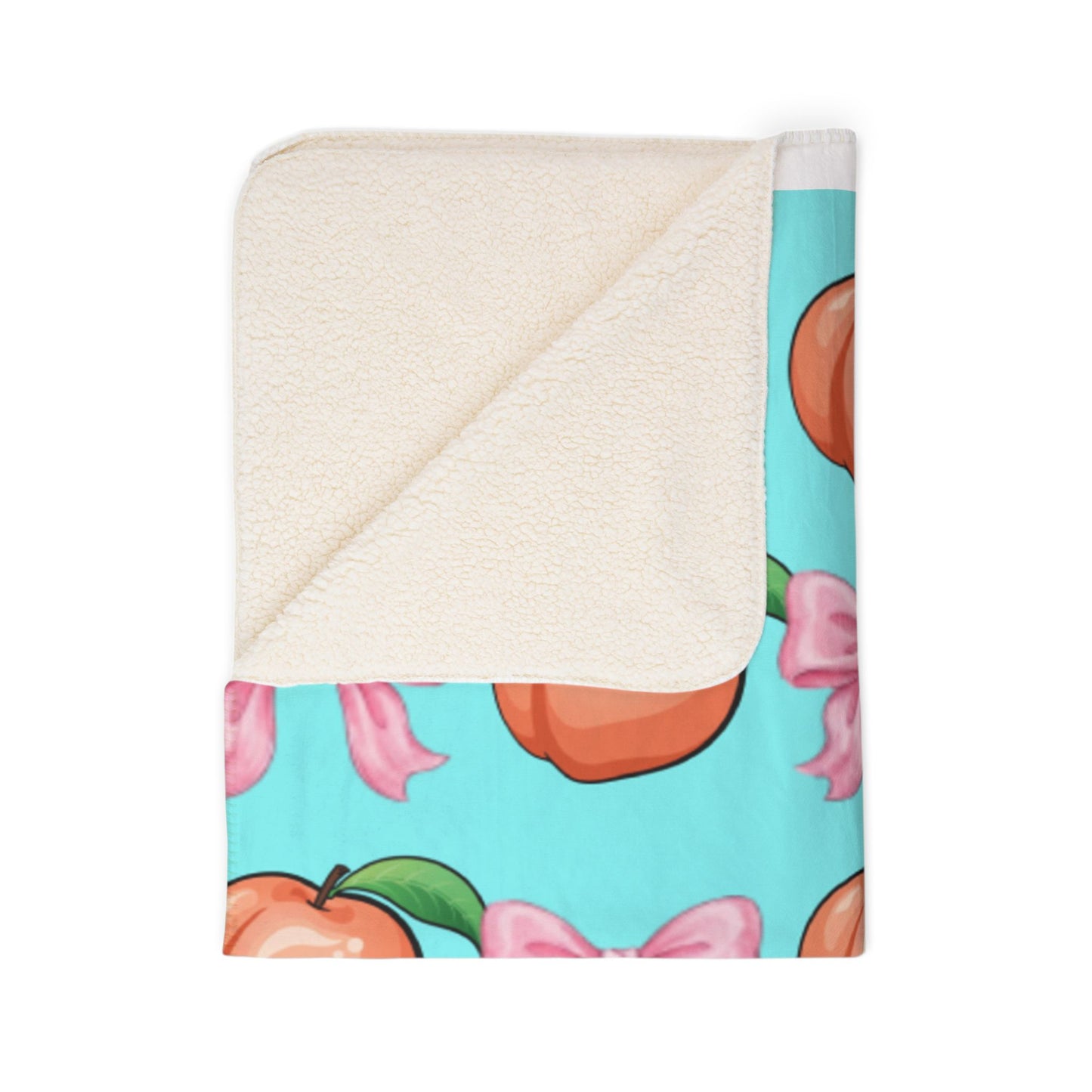 Peach & Pink Bow Sherpa Blanket