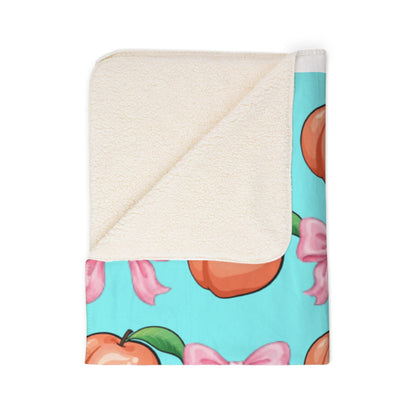Peach & Pink Bow Sherpa Blanket
