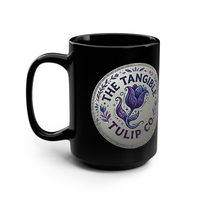 The Tangible Tulip Co. Logo Mug — 15oz Black Ceramic Coffee Cup