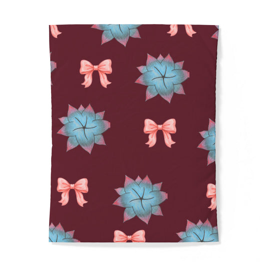 Blue Succulent & Bow Cotton Duvet Cover