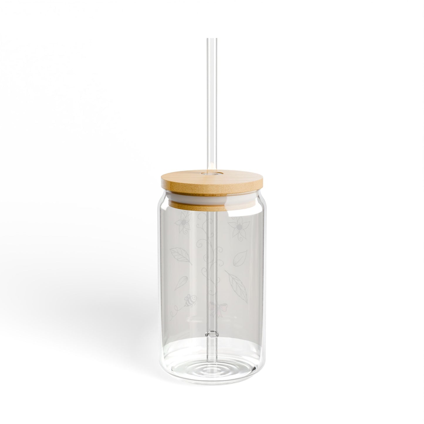 Floral Vine 16oz Glass Sipper with Bamboo Lid