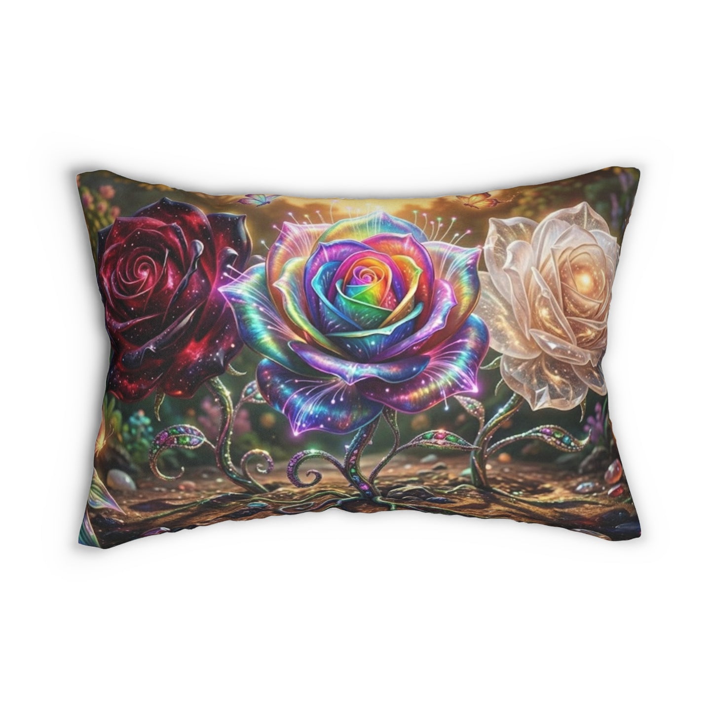 Rainbow Rose Decorative Pillow