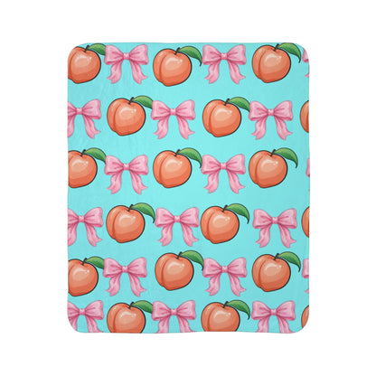 Peach & Pink Bow Sherpa Blanket