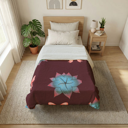 Blue Succulent & Bow Cotton Duvet Cover