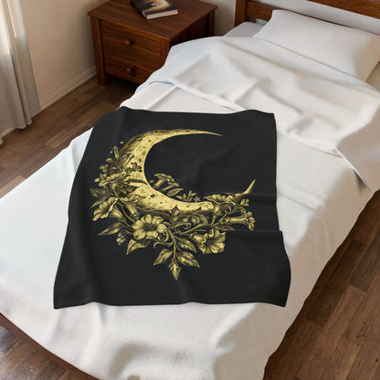 Celestial Floral Moon Plush Blanket