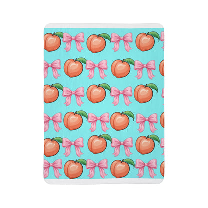 Peach & Pink Bow Sherpa Blanket