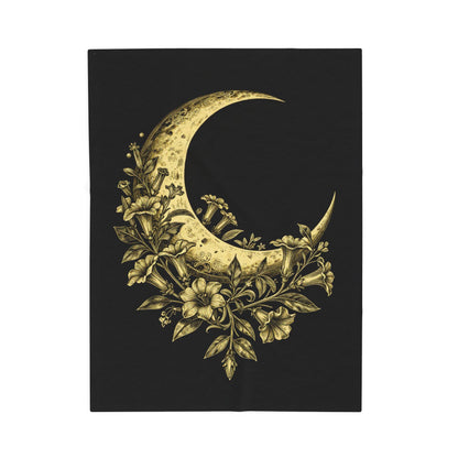 Celestial Floral Moon Plush Blanket
