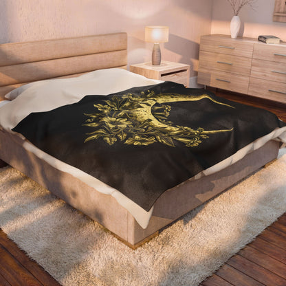 Celestial Floral Moon Plush Blanket