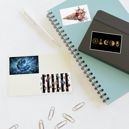 Decorative Sticker Sheets — Cosmic Gems, Floral Cone & Gold Symbol Designs