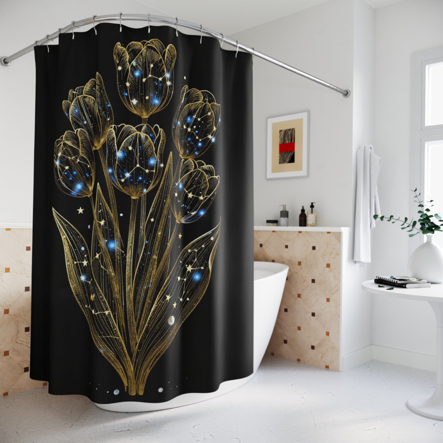 Celestial tulip bundle shower curtain