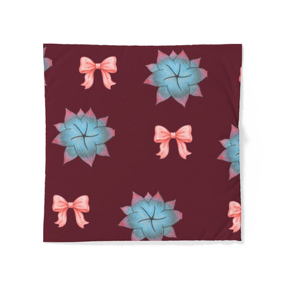 Blue Succulent & Bow Cotton Duvet Cover