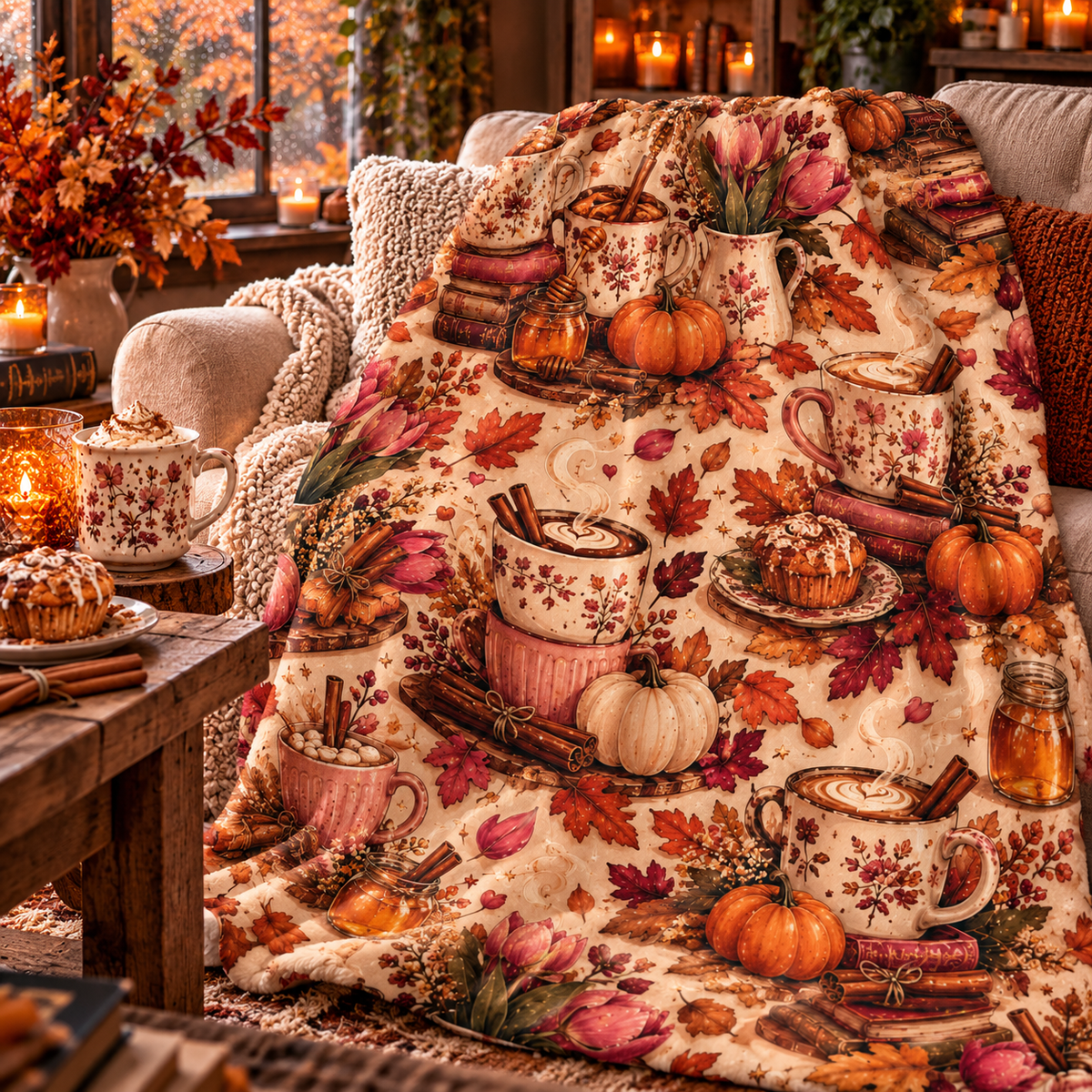 Pumpkin Spice Fleece Blanket