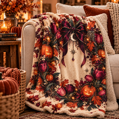 Autumn Wreath Fleece Blanket