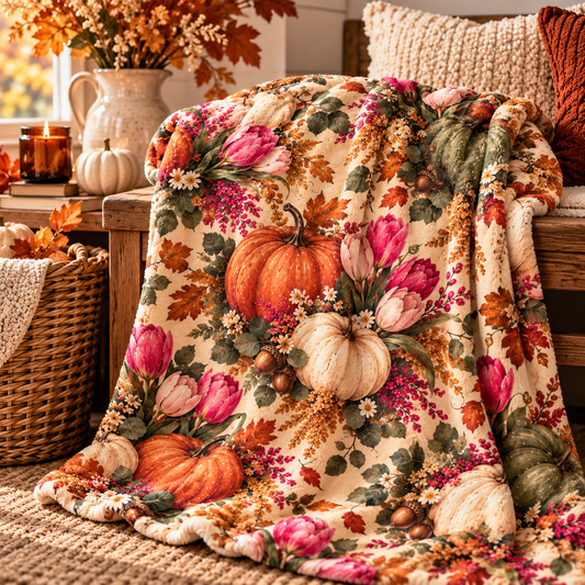 Pumpkin Garden Fleece Blanket