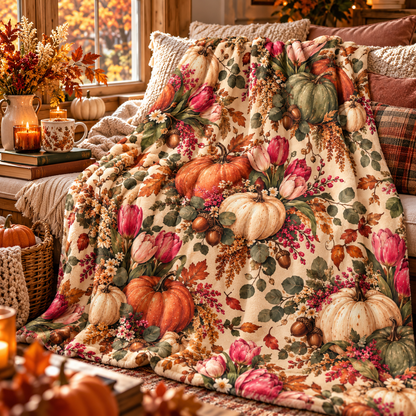 Pumpkin Garden Fleece Blanket