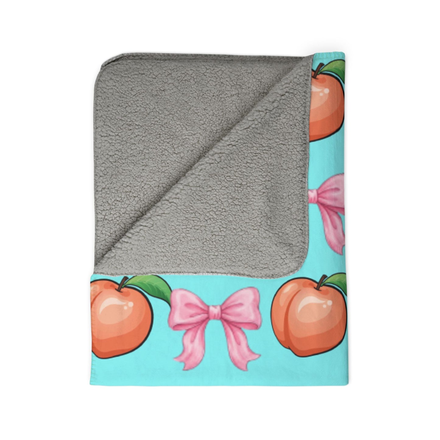 Peach & Pink Bow Sherpa Blanket