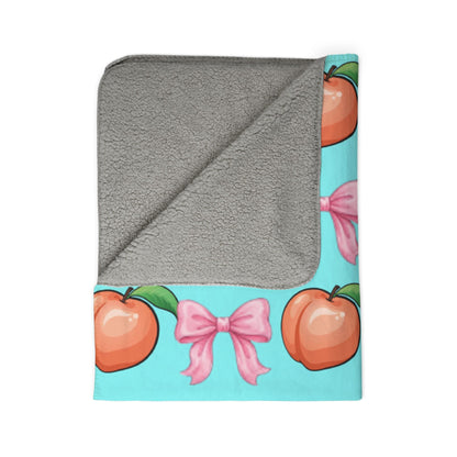 Peach & Pink Bow Sherpa Blanket