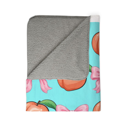 Peach & Pink Bow Sherpa Blanket
