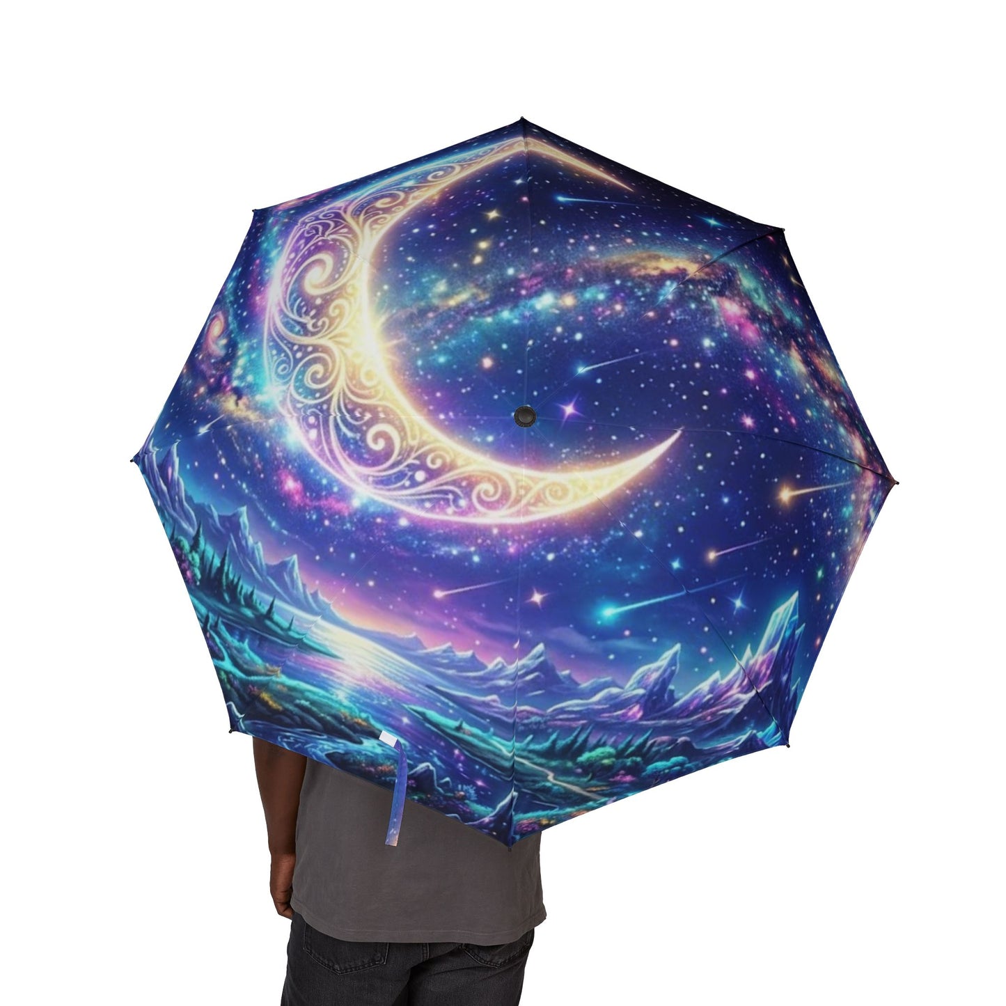 Galaxy Moon Foldable Umbrella — Celestial Starry Night Semi-Automatic Umbrella