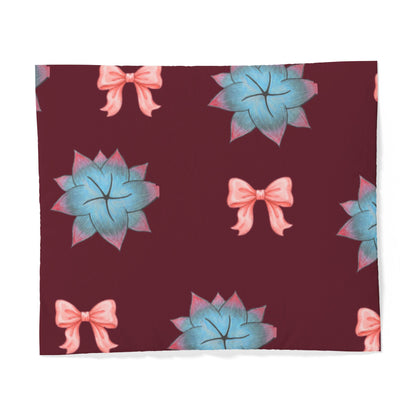 Blue Succulent & Bow Cotton Duvet Cover