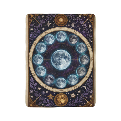 Celestial Lunar Cycle Fleece Throw