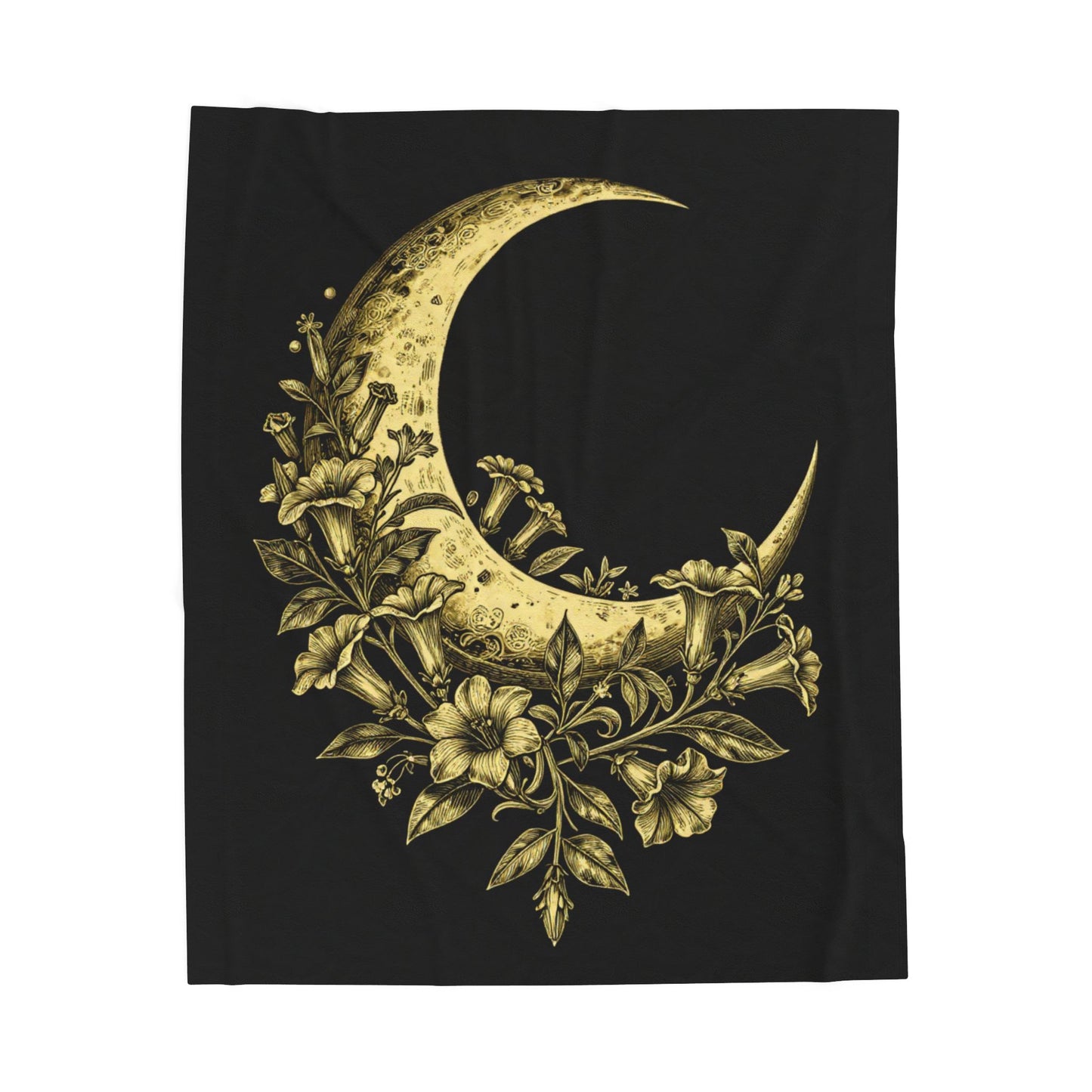 Celestial Floral Moon Plush Blanket
