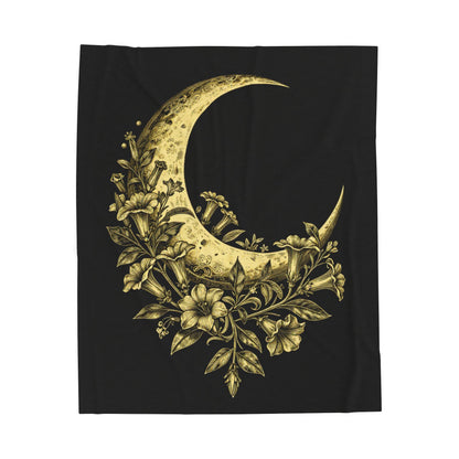 Celestial Floral Moon Plush Blanket