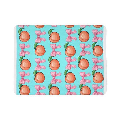 Peach & Pink Bow Sherpa Blanket