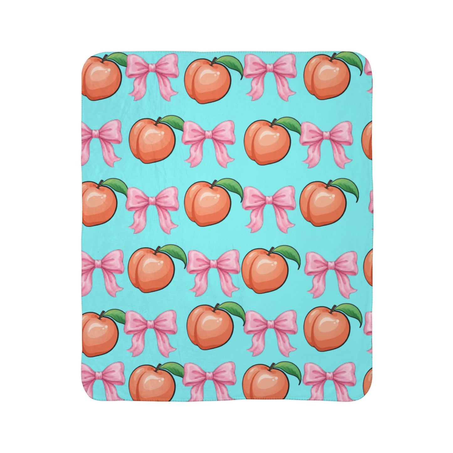 Peach & Pink Bow Sherpa Blanket