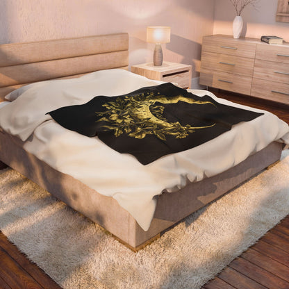 Celestial Floral Moon Plush Blanket