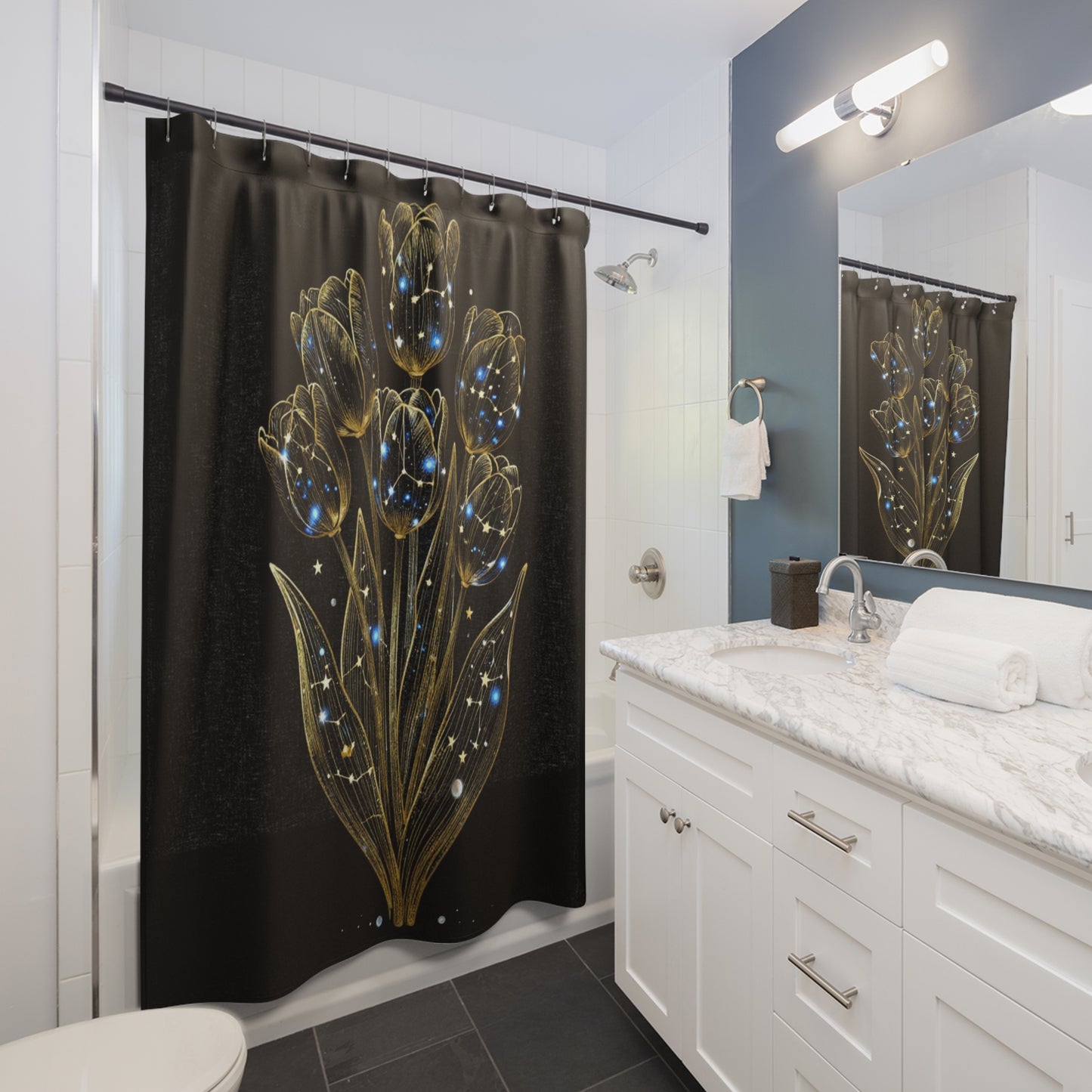 Celestial tulip bundle shower curtain