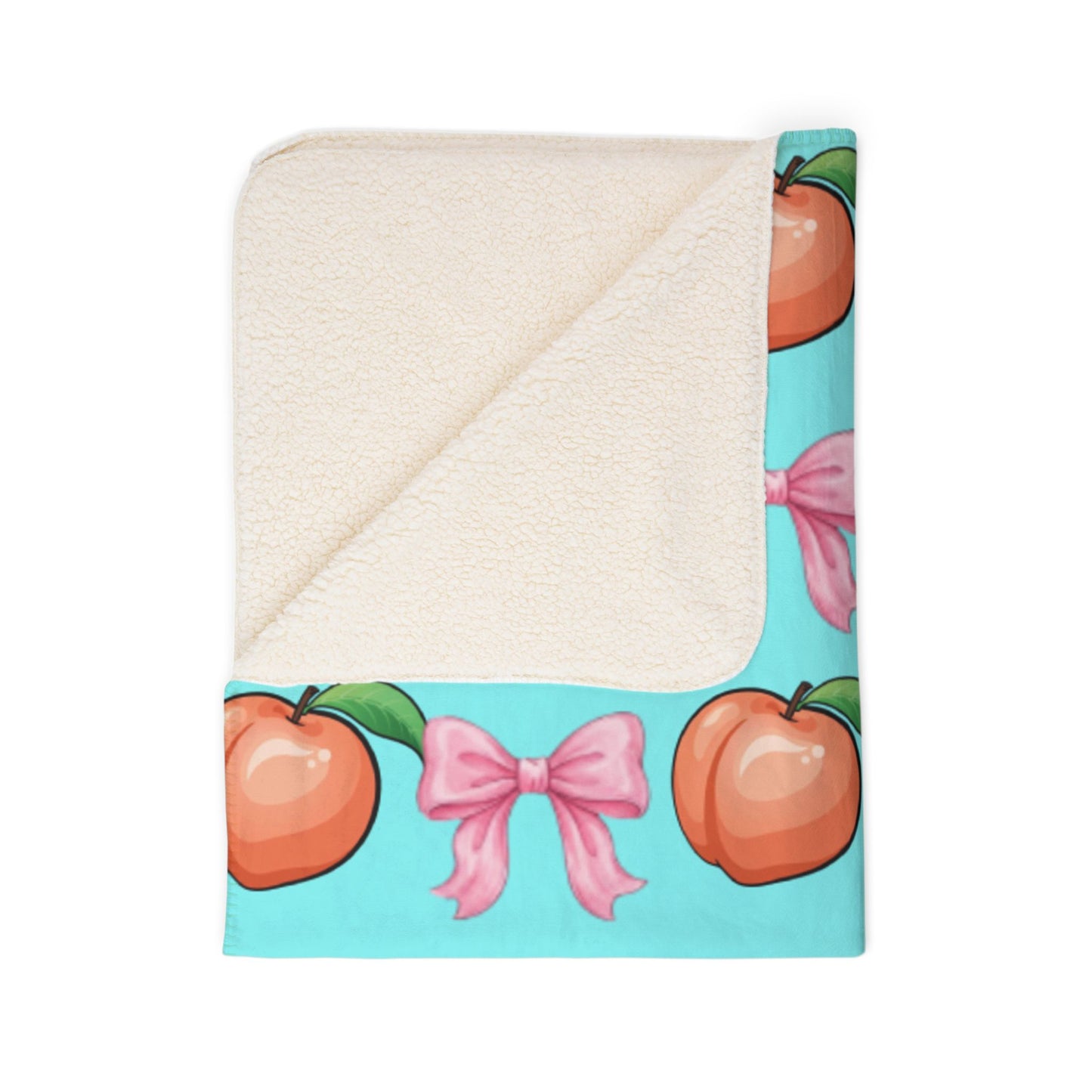 Peach & Pink Bow Sherpa Blanket