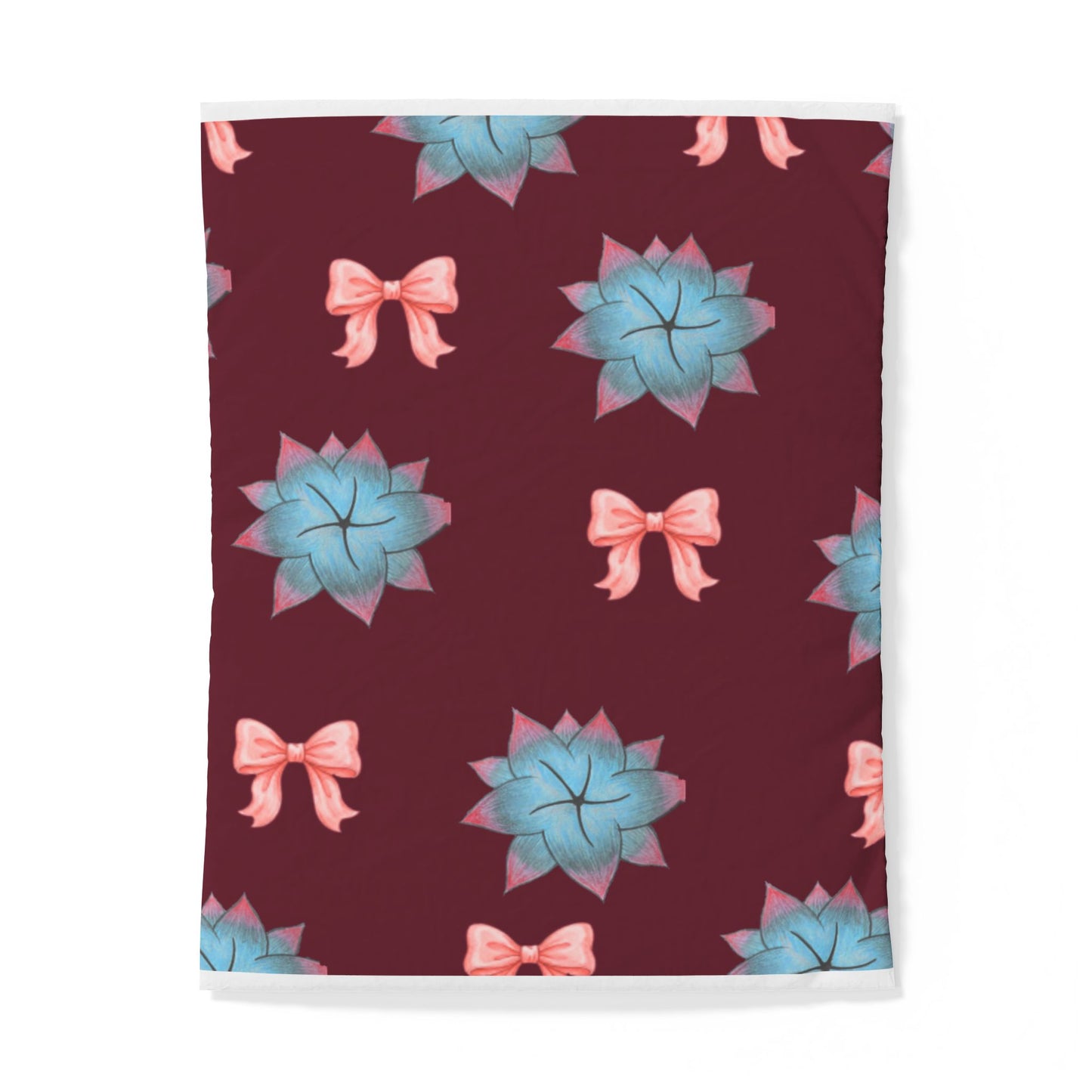 Blue Succulent & Bow Cotton Duvet Cover